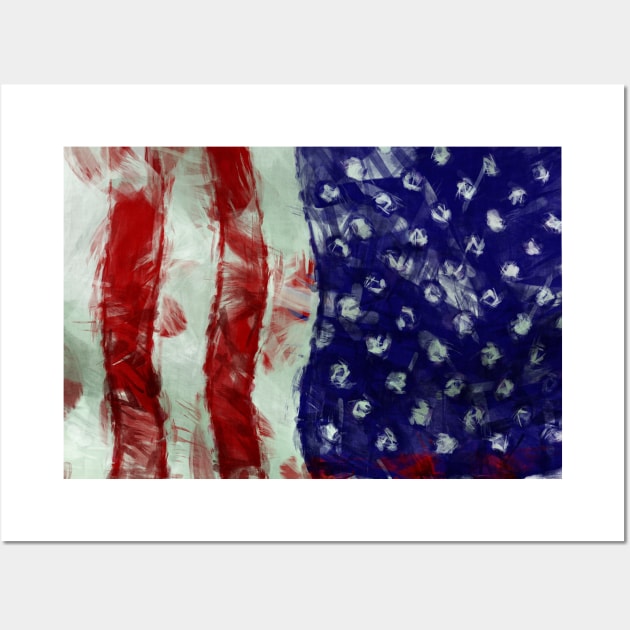 Vintage and Grungy Design of the American Flag Wall Art by ibadishi
